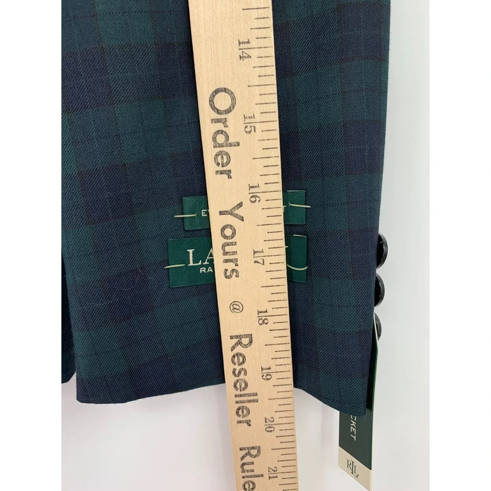 Ralph Lauren Blazer Jacket Boys 10R Green Blue Plaid Tuxedo Christmas NEW